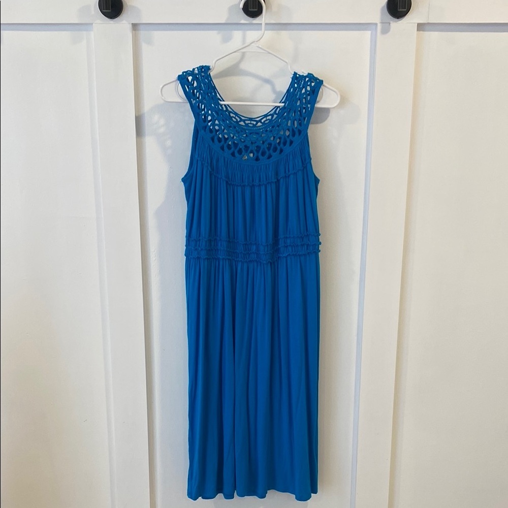 SANGRIA Blue Sleeveless Dress with Crochet Detail